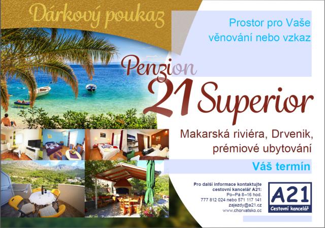 Dárkový poukaz Penzion  Superior Drvenik