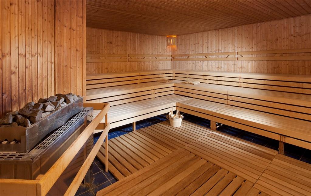Pohled na vnitřek fisnké sauny hotelu Frymburk.