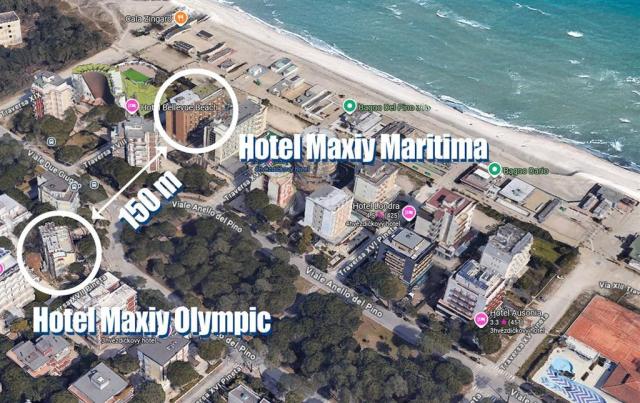 Vzdálenost hotelu Maxiy Olympic*** od hotelu Maxiy Milano Marit