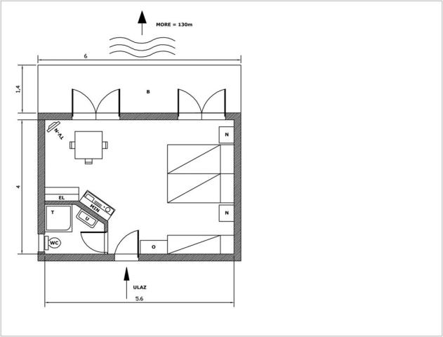 Vila Neda-Maršić - třílůžkové studio č. 1 - Gradac - Chorvatsko