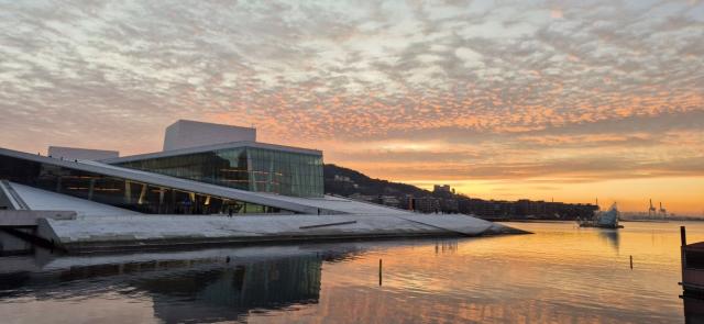 Opera v Oslo v zimním období