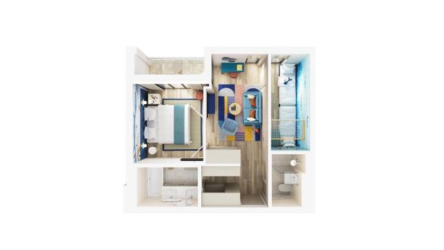 dvoulůžkový pokoj a denní místnost - typ 2+2 B Family SUITE SUP