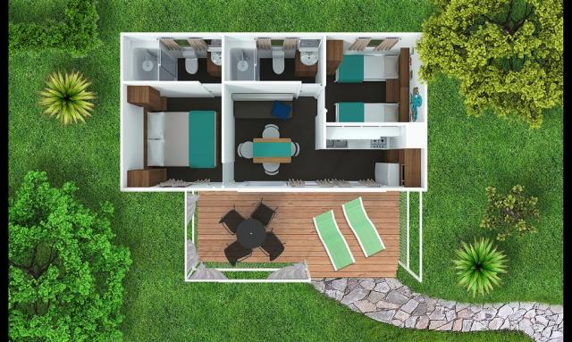 dvě dvoulůžkové ložnice a denní místnost - M.HOME 4(+2) MIRAMI 