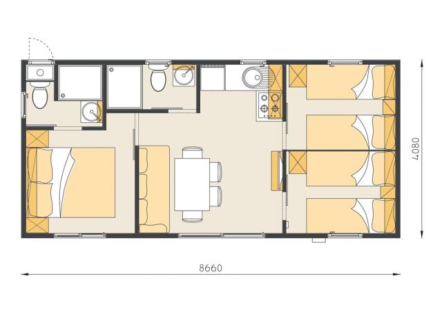 mobilní domek typu - M.HOME 6(+2) COMFORT FAMILY