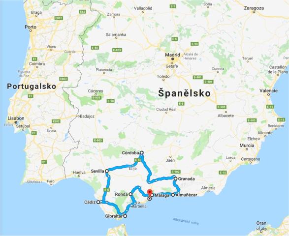 Andalusie - mapa