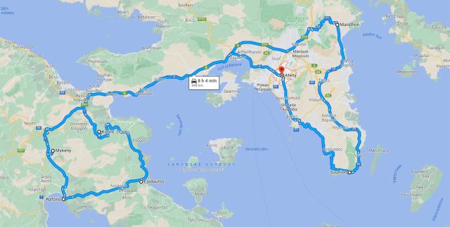 Řecko fly and drive, mapa