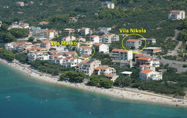 Tučepi, mapka s umístěním vily Nikola