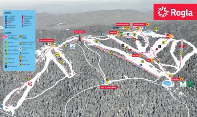 Rogla - plánek lyžařského areálu