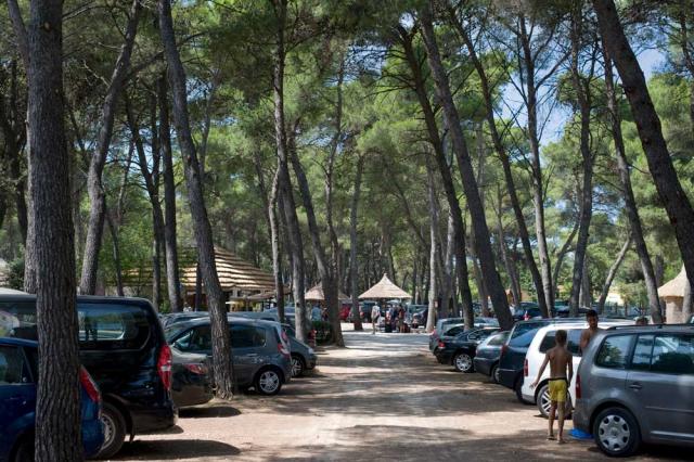 Pine Beach Pakoštane, parkoviště ve stínu borovic