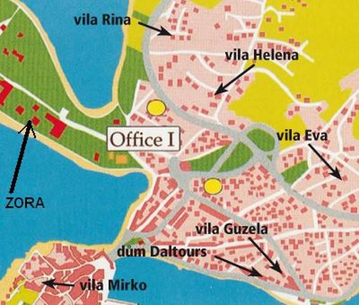 Hotel Zora - zaznačení na mapě.