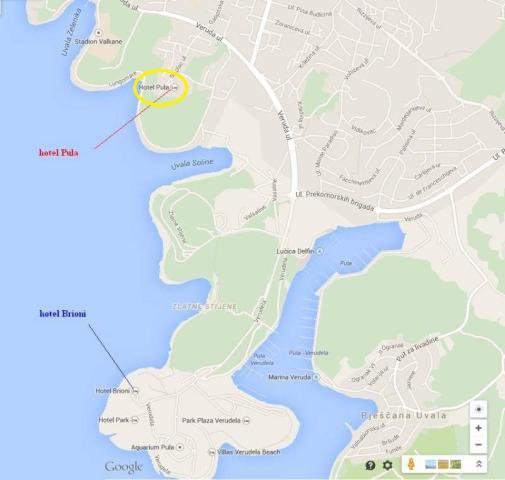 Hotel Pula - mapa.