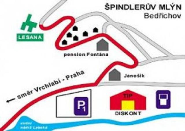 Mapa Špindlerův Mlýn.