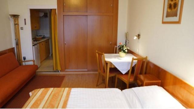 Apartman Standard dvoupokojový obývací pokoj se 2 lůžky a gauč.