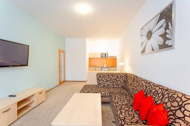 Apartmá obývací pokoj s kuchyňským koutem.