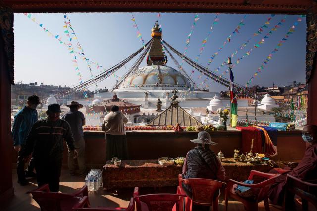 <p>Nepál - Káthmándú - buddhistický chrám Boudhanáth - foto M. 