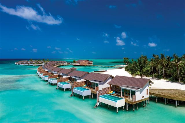 ATMOSPHERE KANIFUSHI MALDIVES - AERIAL VIEW - WATER VILLA JETTY