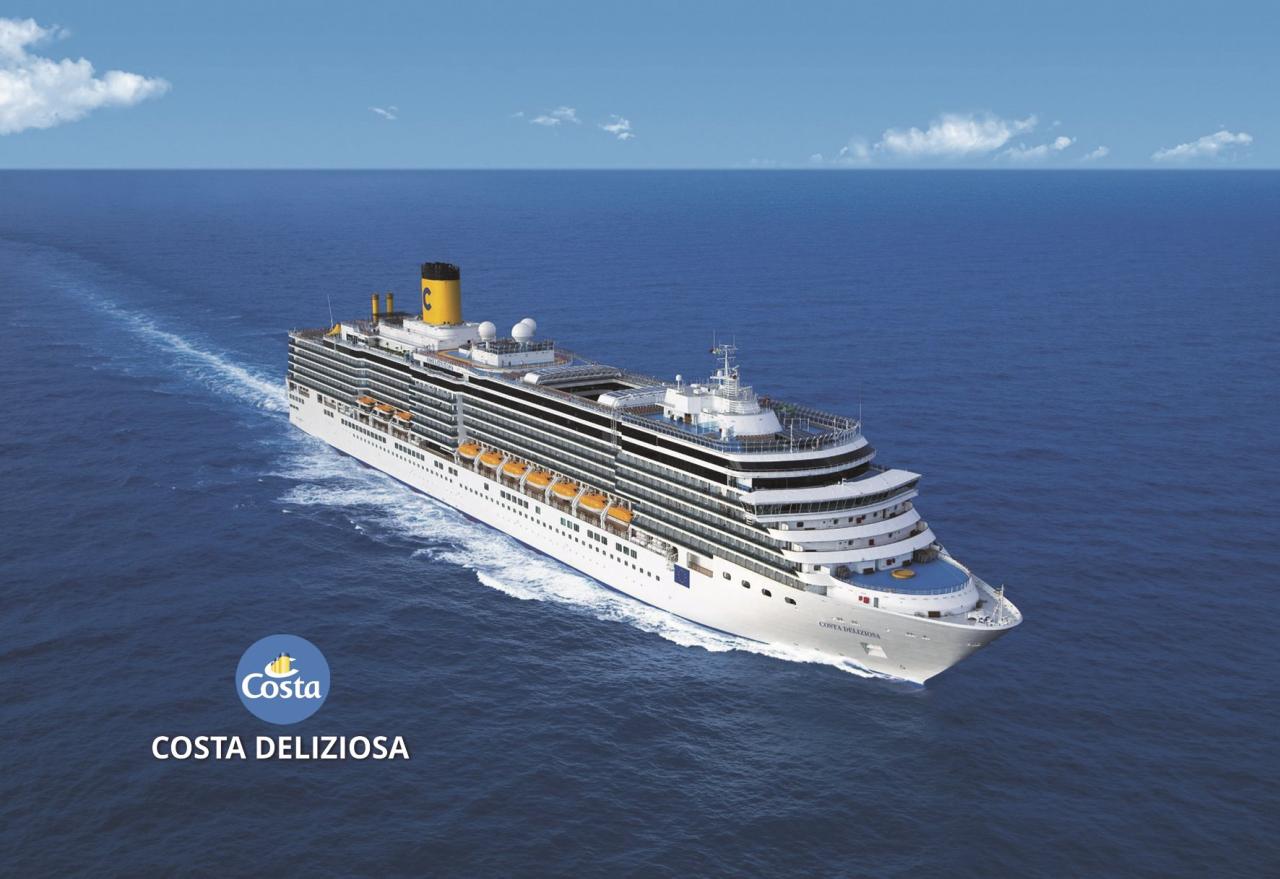 Čína, Vietnam, Singapur, Malajsie, Penang, Srí Lanka, Maledivy, Mauricius, Jihoafrická republika, Namibie, Sao Vincente, Gran Canaria, Španělsko z Hong Kongu na lodi Costa Deliziosa