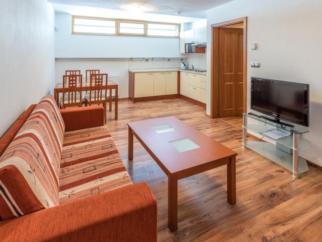 Apartmán č. 7 - obývací část s kuchyňským koutem