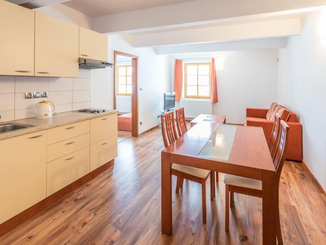Apartmán č. 4 - obývací část s kuchyňským koutem