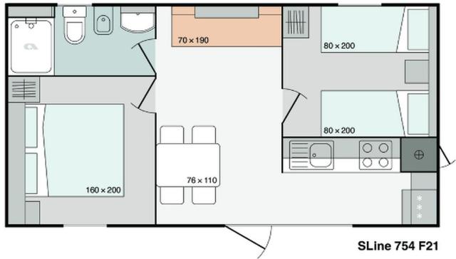 Mobilní dům CLASSIC zona A, Kemp Klenovica, Chorvatsko CK 