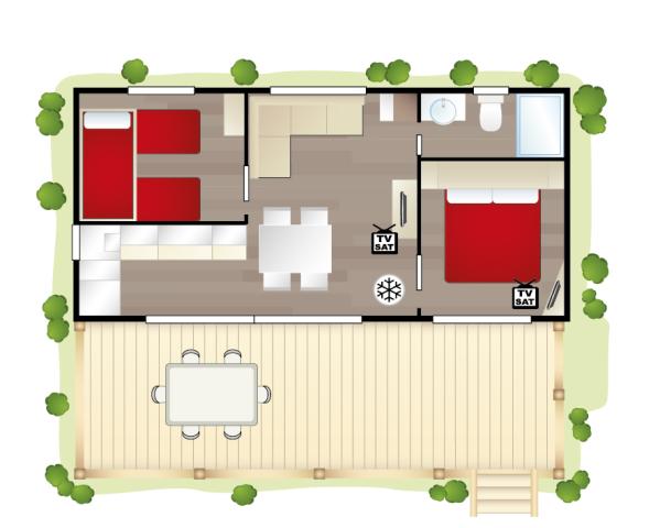 Mobilní dům Torcello Platinum (29,6 m2 + 15 m2), Camping Vela B
