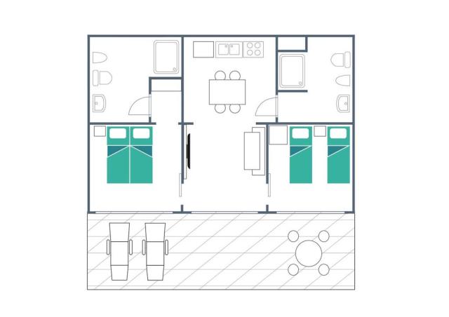 Mobilní dům Lodge Deluxe s výhledem na moře 4+1 (42 m2), CK 