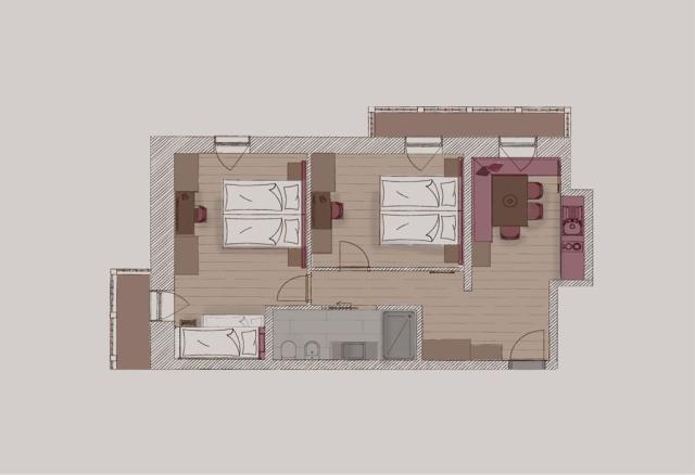 2ložnicový apartmán v rezidenci TRILO (60 m2) 6+0, CK 