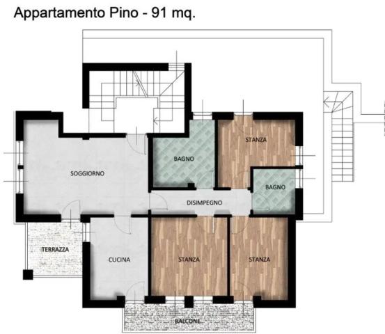 3ložnicový apartmán Pino (91 m2), Residence Al Moro, CK 