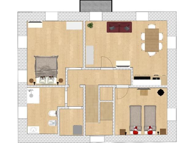2ložnicový apartmán Trilo (60 m2) 4+1, CK 