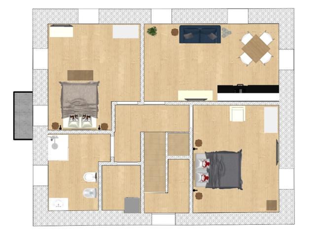 2ložnicový apartmán Trilo (60 m2) 4+2, CK 