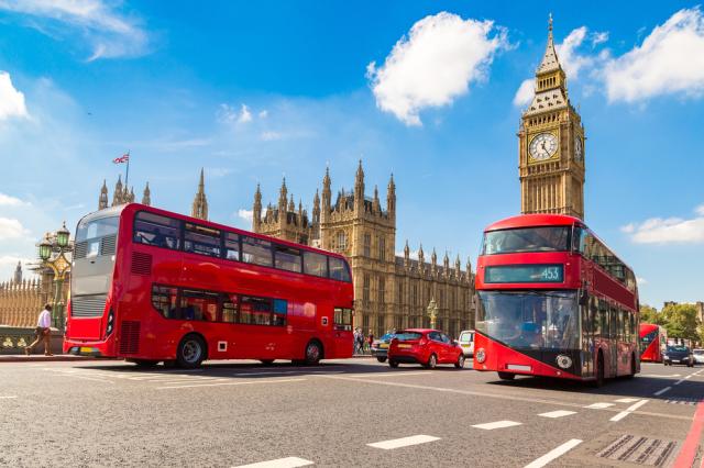 CK, Londýn, Big Ben a double decker
