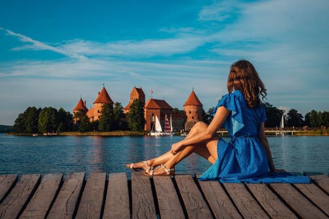 výhled na vodní hrad Trakai
