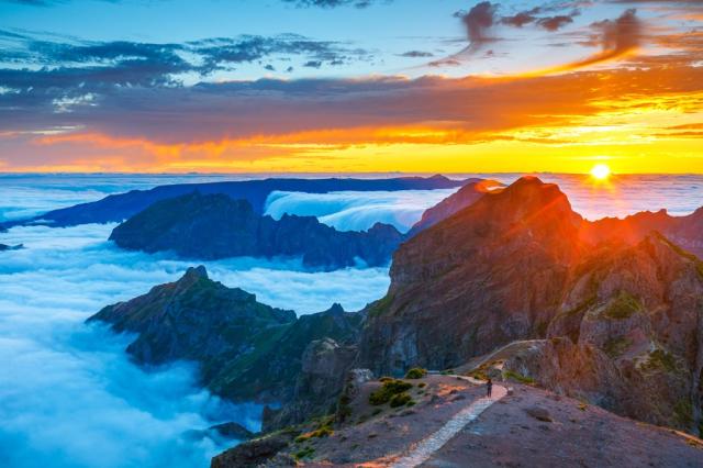 Madeira-Beautiful sunset over the mountains-shutterstock_588303