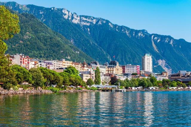 Městečko Montreux u Ženevského jezera