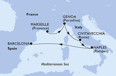 Itálie, Španělsko, Francie z Marseille na lodi MSC Fantasia
