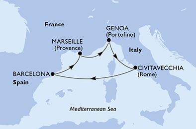 Itálie, Španělsko, Francie z Janova na lodi MSC Fantasia