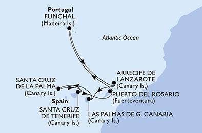 Španělsko, Portugalsko z Tenerife na lodi MSC Fantasia