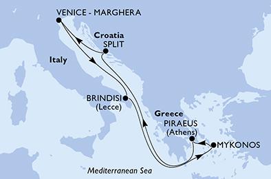 Itálie, Řecko, Chorvatsko z Marghery na lodi MSC Armonia
