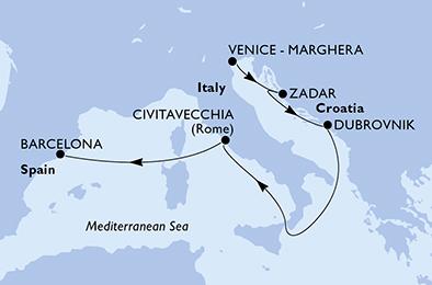 Itálie, Chorvatsko, Španělsko z Marghery na lodi MSC Armonia